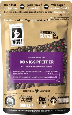 Produktbild von Königs Pfeffer Mischung, ganz, aromatische Pfefferkombination aus 7 verschiedenen Sorten, 80g