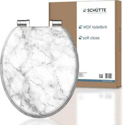 Immagine prodotto di Sedile WC con struttura in legno, copriwater in legno con motivo, copriwater, bianco/grigio