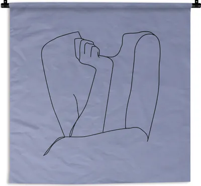 Produktbild von MuchoWow® Wandteppich Wandbehang Linienkunst - Abstrakt - Frau 150x150 cm Tapisserie Dekoration Wandtuch - Wohnaccessoires - Modernes
