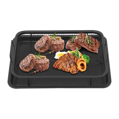 Produktbild von Grillschalen 28.5*21cm Grillpfannen Rechteckig Grillkorb (Maximale Temperaturtoleranz: Ungefähr 392 ℉) Schwarz
