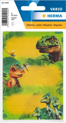 Produktbild von HERMA 1909, Papier, Mehrfarbig, Dinosaurier, Permanent, 35 mm, 76 mm