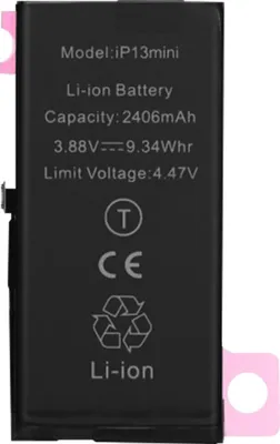 Immagine prodotto di Clappio, batteria di ricambio per Apple iPhone 13 Mini, batteria supplementare da 2406 mAh, nero