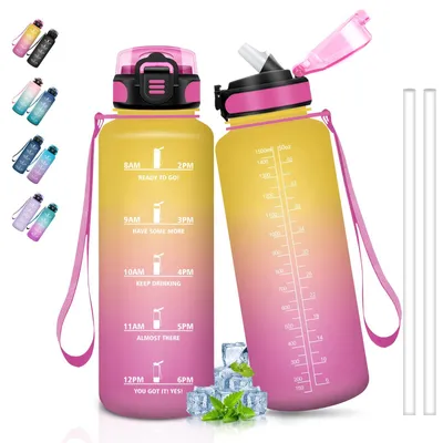Produktbild von Sporttrinkflasche mit Strohhalm, 1,5 Liter, auslaufsicher, für Sport und Outdoor