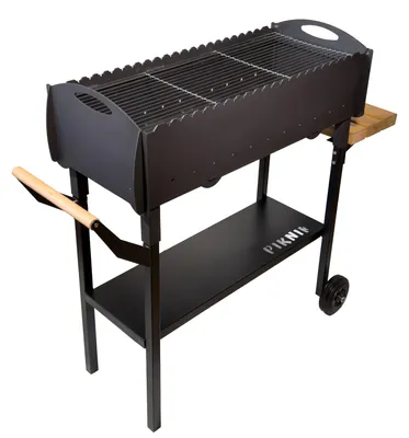 Produktbild von GOROCH Mobiler Schaschlikgrill Stahl 3 mm für 21 Spieße mit Rädern und Ablage – stabil und ideal für Garten, Events & BBQ