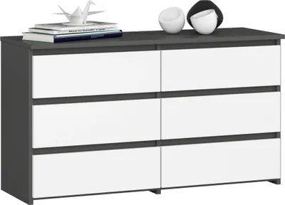 Obrázok produktu pre Akord 6-Zásuvková Komoda Grafitovo-Biela 100X35X57 Cm
