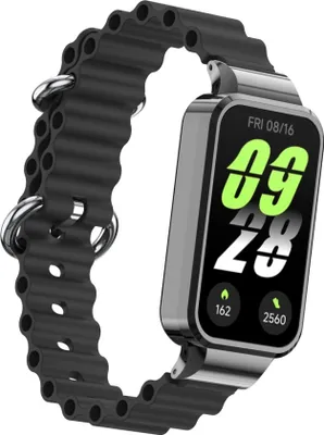Produktbild von Strap-it Ocean Silikonarmband - passend für Xiaomi Smart Band 9 Active (Schwarz)