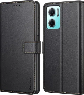 Produktbild von Ganbary Handyhülle Xiaomi Redmi 10 5G Leder Klapphülle mit Kartenschlitzen Schwarz