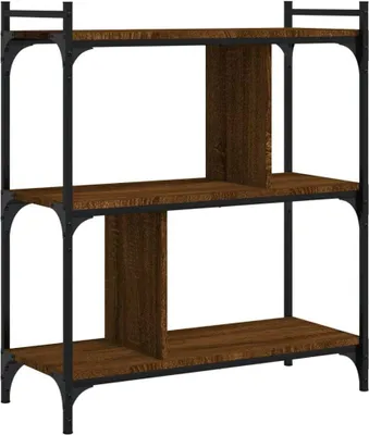 Produktbild von Bücherregal 3 Böden Braun Eichen-Optik 76x32x88cm Holzwerkstoff