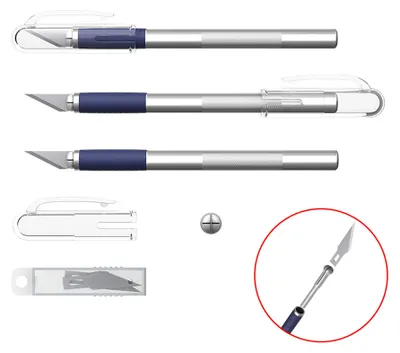Image de Cutter avec lames de rechange Scalpel Boîtier métallique 1 pièce Argent
