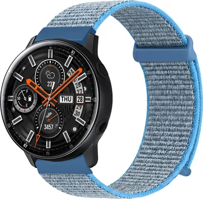 Produktbild von Smartwatch Armband für Samsung Galaxy Watch Active 40mm Nylon Textil Band Ersatzband Wechselband Klettverschluss flexibel atmungsaktiv Blau
