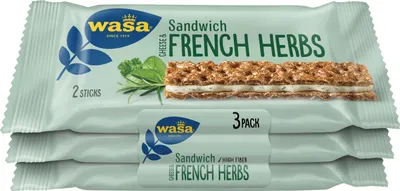 Obrázok produktu pre 3X Wasa Sandwich Cheese French Herbs, Crucks, 30G Bar #1
