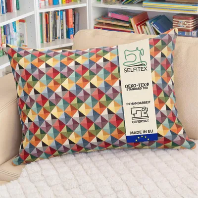 Produktbild von Selfitex Buntes Dekokissen inkl. Füllung, weiches Lesekissen, dekoratives Zierkissen, Sofakissen, Rückenkissen, Größe: 60x80, Muster: Pyramid