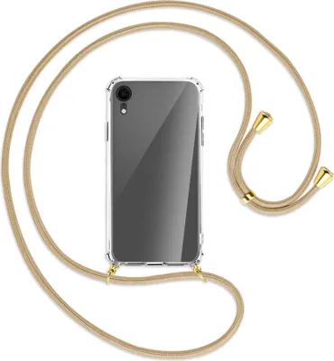 Produktbild von Handykette Backcover-Schutzhülle mit Band (Metall goldfarben) für Apple iPhone XR - caramel