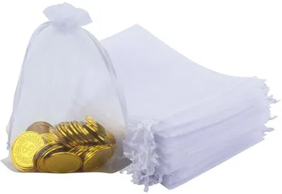 Organza-Beutel 60 Stück - Geschenktasche - Schmuckbeutel - Geschenkbeutel - 13 x 18 cm - Zugband-Design - Geschenkbeutel