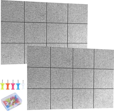 Immagine prodotto di Lavagna in feltro grande - Autoadesiva - 24 pezzi - Grigio - 30x30 cm