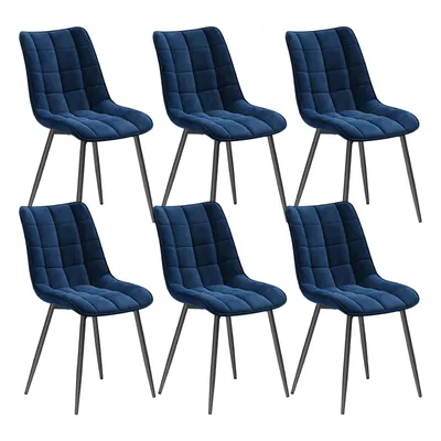 Produktbild von WOLTU Esszimmerstühle 6er-Set, Polsterstuhl mit Rückenlehne, bis 150 kg belastbar, Sitzfläche aus Samt, Metallbeine, Blau