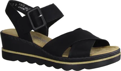 Produktbild von Rieker 67463-00 Damenschuhe, Keilsandale, Kunstleder, Schwarz - Damenschuhe Sandalette / Sling, Schwarz