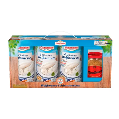 Produktbild von Zimmermann Weißwurst Schlemmerbox inkl. Senf und Geschenkverpackung