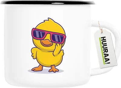 Produktbild von Huuraa Emaille Tasse Cool Küken Comic 300ml Vintage Campingbecher Geschenkidee