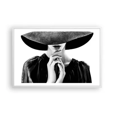 Produktbild von Gerahmtes Poster - Weißer Rahmen - Frau Hände Hut - 91,5x61 cm - Wand Bild - Wanddeko - Wandbilder - Kunstposter - Wandposter - Bilderrahmen - Bilder - Kunstdruck - Wanddekoration - P2WAA91x61-5128