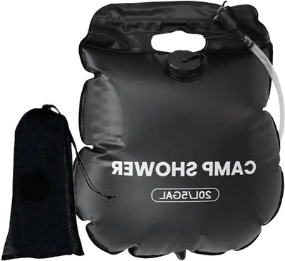 Produktbild von Tragbare Duschvorrichtung – Campingdusche – Außendusche – Solarbetriebene Heizung – 20 Liter Fassungsvermögen – Schwarz