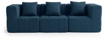 Image de Canapé modulable 3 places MILYSOFA SOFABULOUS, de style épuré, en tissu bouclé raffiné, bleu foncé