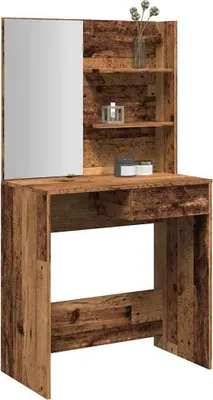 Produktbild von Hochwertig Schminktisch mit Spiegel Altholz-Optik 74,5x40x141 cm 857007