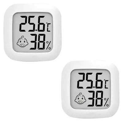 Produktbild von Hygrometer 2 Stück Raumthermometer, digitales Mini-Thermo-Hygrometer, Innen-Thermo-Hygrometer, geeignet für Schlafzimmer, Temperatur- und Luftfeuchtig