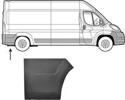Produktbild von VAN WEZEL Seitenschutzleiste hinten rechts 0983410 für FIAT Ducato Kastenwagen (250, 290) Ducato Bus (250, 290) für CITROËN JUMPER Kasten für OPEL