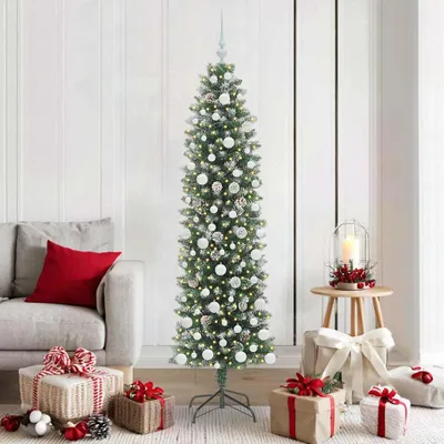 Immagine prodotto di Maison Exclusive - Albero di Natale artificiale slanciato, verde e bianco, 180 cm