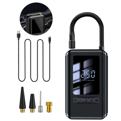 Produktbild von 150ps Luftpumpe mit i, geeignet für Auto, Motorrad, Fahrrad und Sportbälle, LED-Display, Notlicht, automatische Abschaltung, präzise Messung