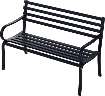 Produktbild von Outsunny Gartenbank Sitzbank Bank Metall Gartenmöbel 2-Sitzer Schwarz 2 Module (Modell 2)