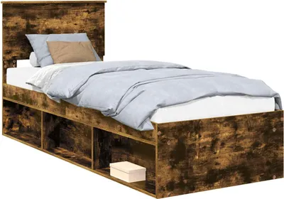 Obrázek produktu pro vidaXL Kouřový dubový rám postele 75 x 190 cm z masivního borovicového dřeva