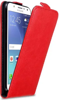 Produktbild von Cadorabo Hülle für Samsung Galaxy J7 2015 Schutz Hülle in Rot Flip Etui Handyhülle Case Cover
