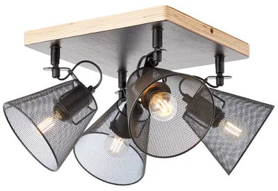 Produktbild von Brilliant 40135/76 Whole Spotplatte, 4-flammig schwarz/holz