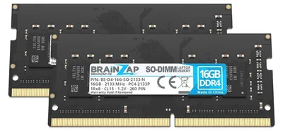 Immagine prodotto di BRAINZAP 32GB (2x16GB) DDR4 2133MHz PC4-2133P SO-DIMM CL15 1Rx8 1.2V RAM non bufferizzata, non ECC, per notebook e laptop. Modulo di memoria