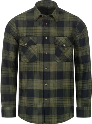 Produktbild von Flanellhemd Karohemd Holzfäller Arbeitshemd Flanell Hemd Baumwolle Gr. S-4XL NEU oliv/schwarz kariert 2XL