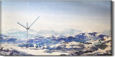 Produktbild von Wandbild Leinwand Bilder mit Uhr Geräuschlos 60x30 Malerei Berg Schnee Weiß - weiße Hände