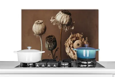 Obrázok produktu pre MuchoWow® Splashback kitchen - Kuchynský backsplash - Ochrana steny sporáka a drezu - Bloemen - Planten - Droogbloemen - Bruin 90x60 - Alu-Dibond (alternatíva skleneného splashbacku) - Tepelne odolný - Splashback sporáka - Ochrana dlaždíc - Kuchynská stena - Kuchynský backsplash - Odolný voči teplote - Splashback kitchen