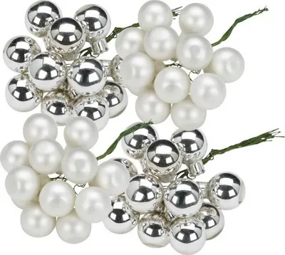 Produktbild von Weihnachtskugeln am Draht 2cm Glas 144 Stück - Frosty Silver
