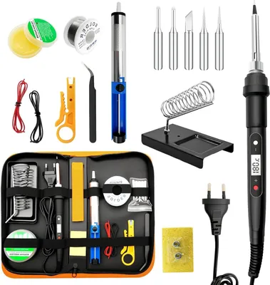 Image de Kit de fer à souder - Outil électronique - Pour la réparation d'électronique - Chauffage rapide (15 secondes) - 100 watts - Noir