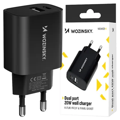 Immagine prodotto di Caricabatterie da rete Wozinsky Wgwcb Usb-A Usb-C 20W - Nero