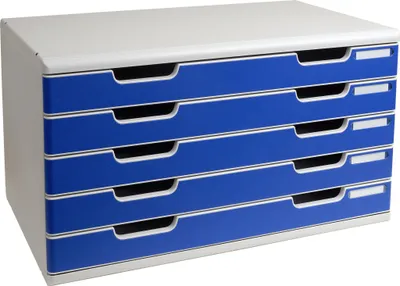 Produktbild von Exacompta Schubladenbox MODULO A3, 5 geschlossene Laden - Blau - 322003D