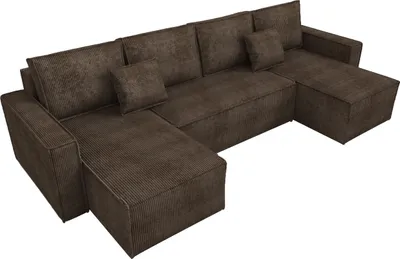 Produktbild von BroMARKT Wohnlandschaft mit Schlaffunktion Dexter U-Form Braun Cord