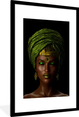 Produktbild von MuchoWow® MuchoWow® Gerahmtes Poster Frauen - Accessoires - Grün 60x90 cm - Poster mit zchwarzem Bilderrahmen - Dekoration - Wandposter Wohnzimmer - Hochwertig