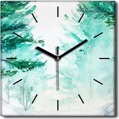 Produktbild von Coloray Uhr auf Leinwand 30x30 cm Wand Uhr Dekoration Wohnzimmer Segeltuch schwarze Hände -Winterwaldlandschaft.