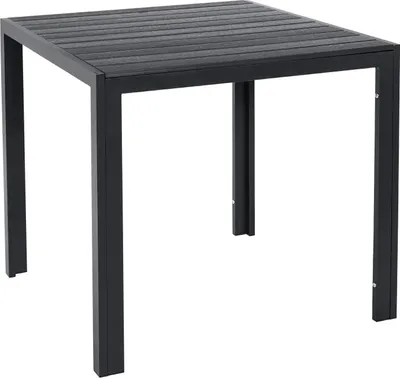 Zdjęcie produktu dla Stół ogrodowy - Stół do jadalni na zewnątrz - Aluminiowa rama - Blat WPC - Kwadratowy 75×75×72 cm - Odporny na warunki atmosferyczne - Dla 4 osób - Czarny