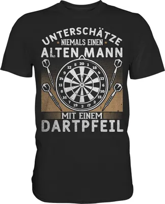Produktbild von Alter Mann mit Dartpfeil Darts Männer Humor T-Shirt – Black / XXL