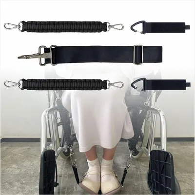 Immagine prodotto di Cinghia regolabile per poggiapiedi, universale, da 15 a 150 cm, con sistema di chiusura a strappo, adatta per sedie a rotelle e deambulatori