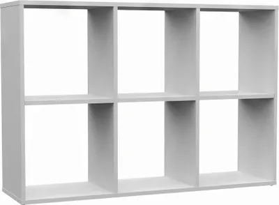 Obrázek produktu pro 3xEliving Regál na knihy 2x3, regál na knihy, police z kostek, podlahový regál v bílé barvě (š:110cm x v:75cm x h:30cm)